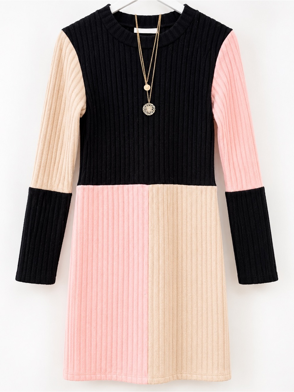 Rare Editions Colorblock Ribbed Knit Dress – Size 16 – New Without Tags